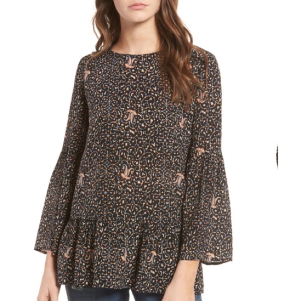 ✨NWT Madewell Fiesta Paisley Silk Bell Sleeve Top